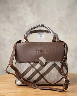 Brown block handheld bag