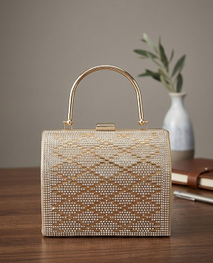 Golden box clutch bag