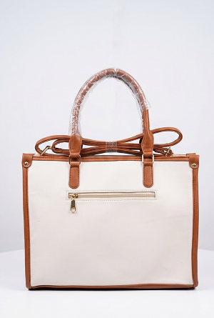 cream leather tote bag