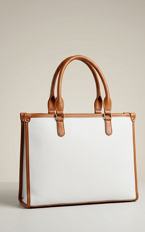cream leather tote bag